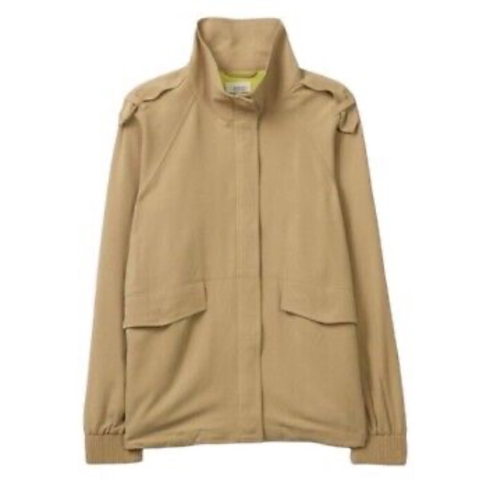 Aritzia Babaton Jordan Jacket  Tan Silk Windbreaker Cargo Utility Size XXS